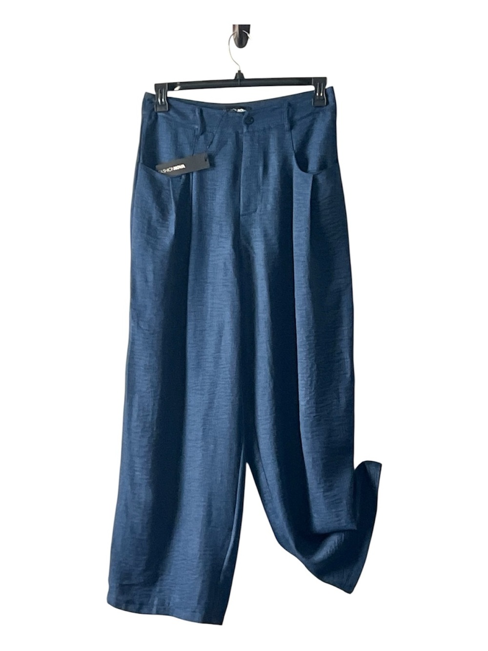 Fashion Nova Men's Wide-Leg Chinos in Navy Blue, Size M